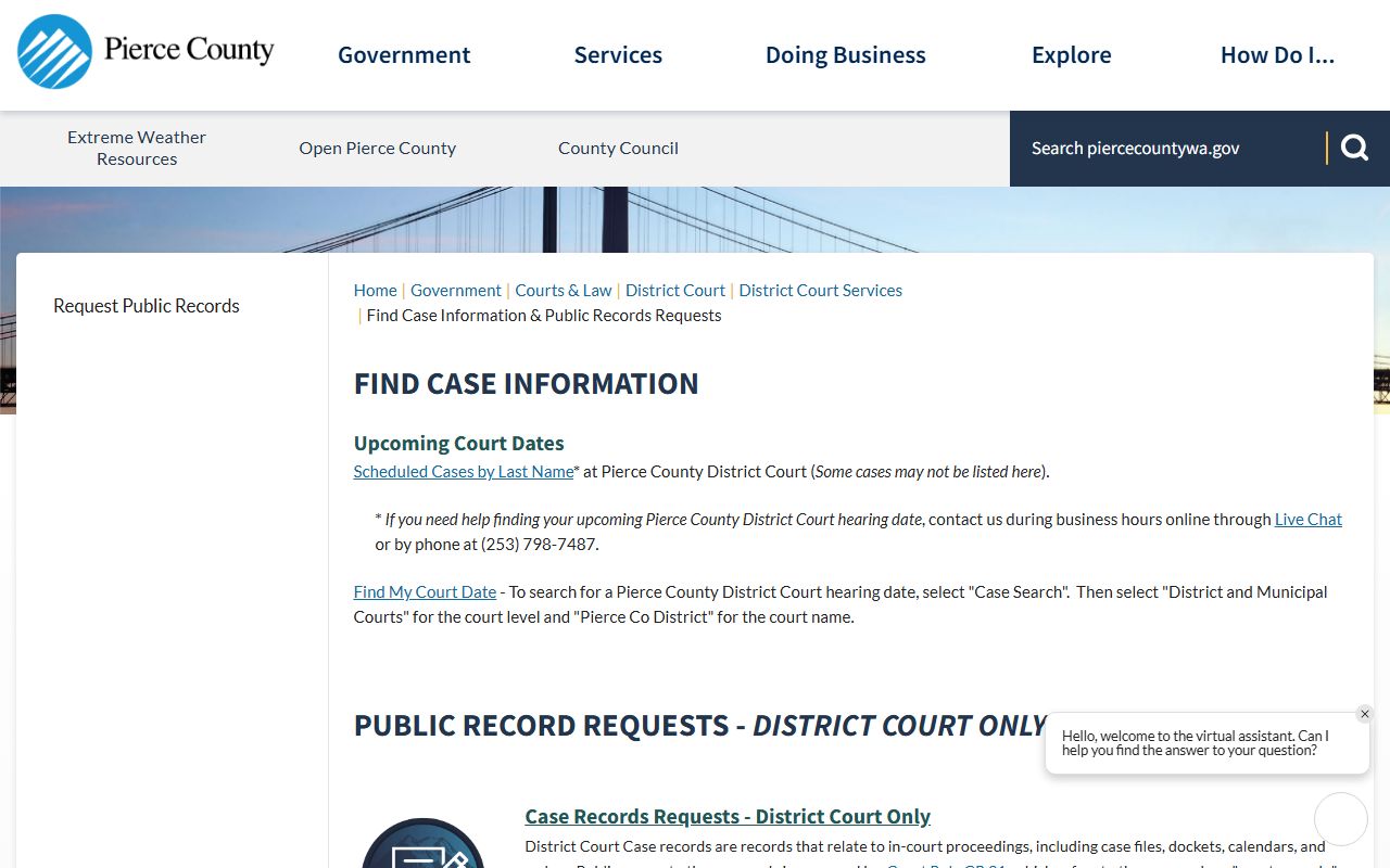 frederickson criminal records pierce county district court case search