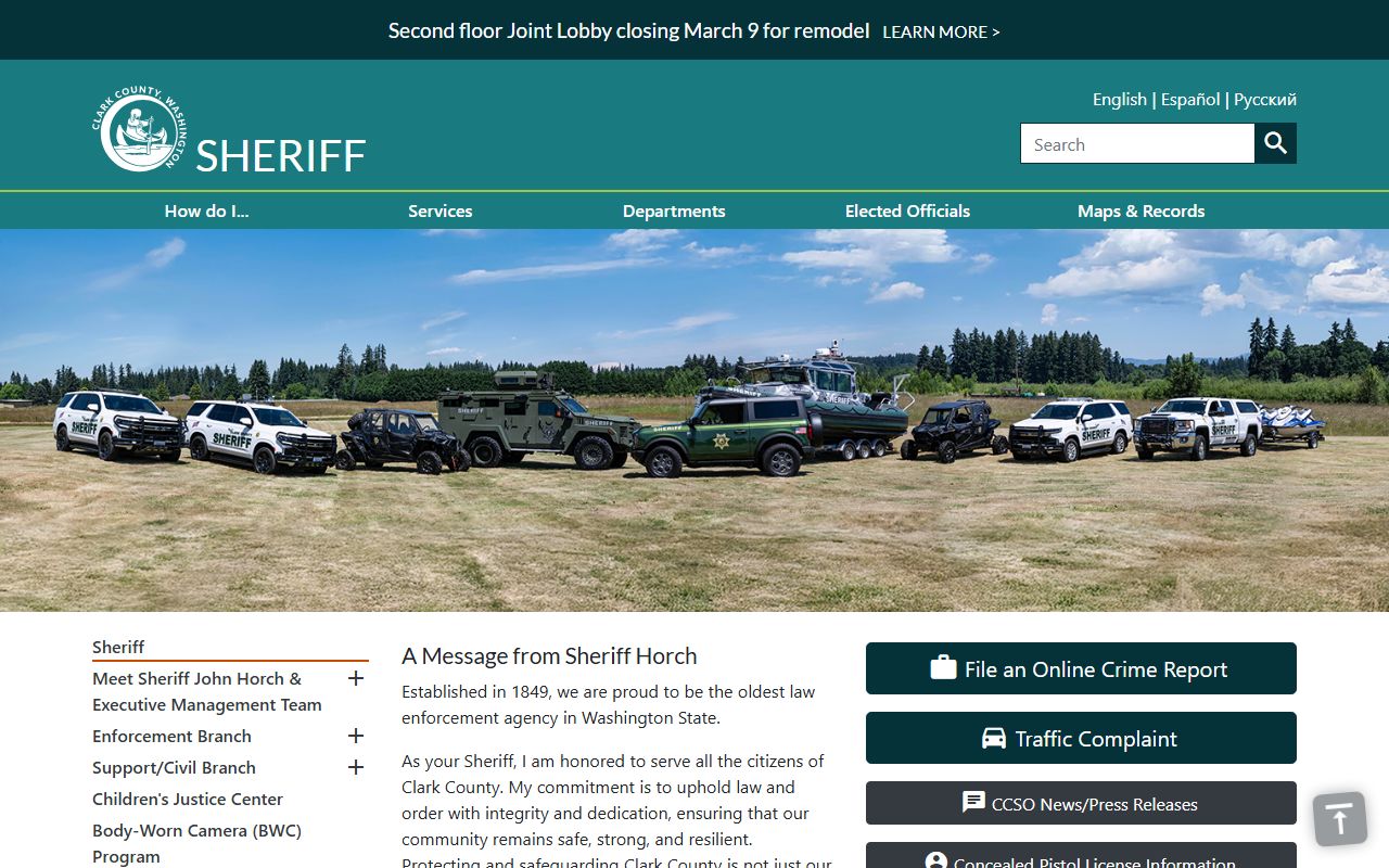 Orchards criminal records Clark County Sheriff law enforcement