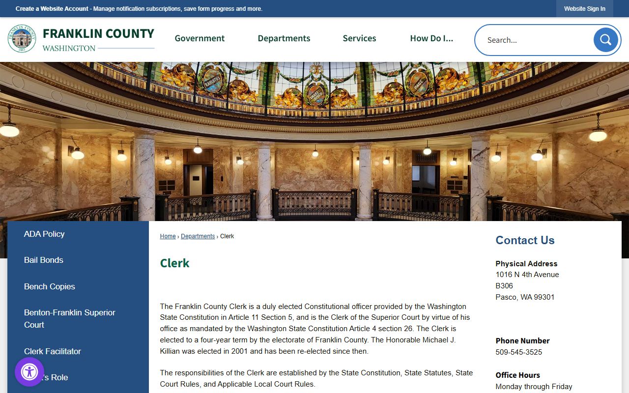 Franklin County Clerk of Superior Court criminal records