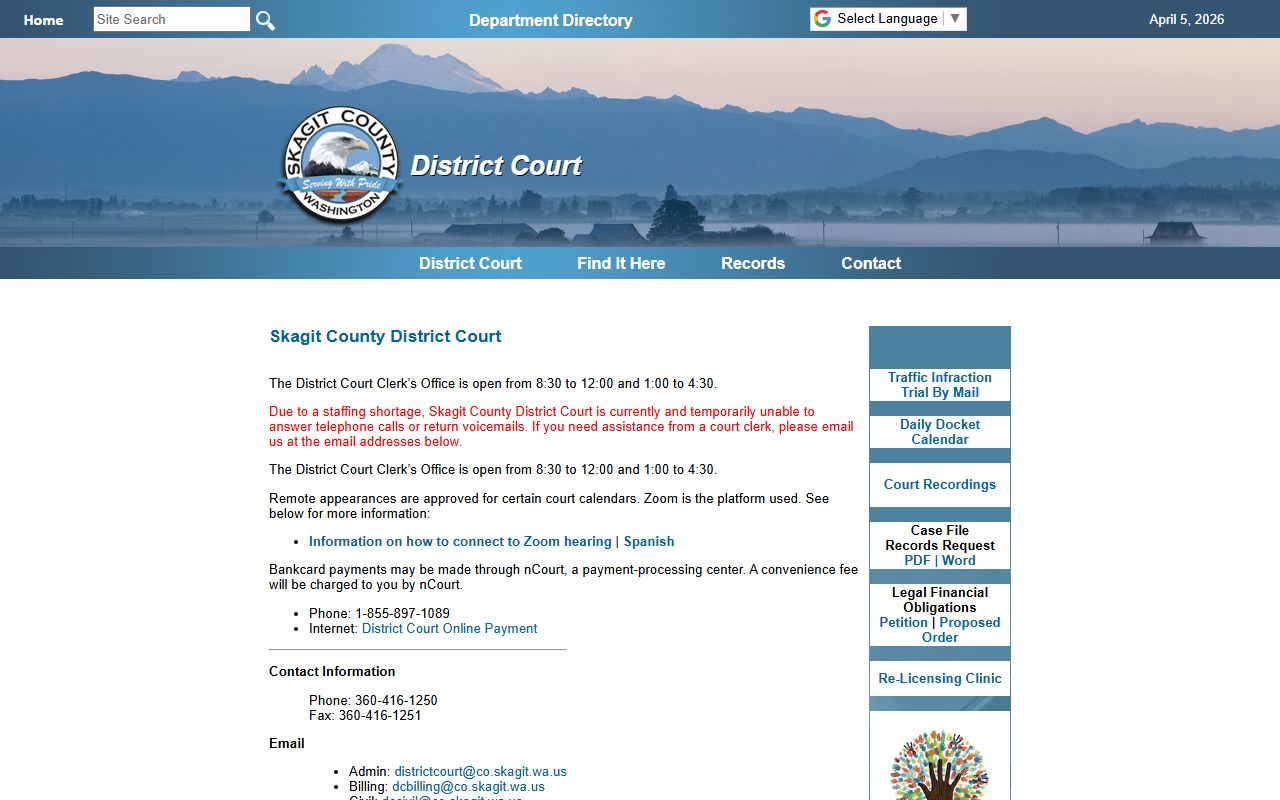skagit county criminal records district court website