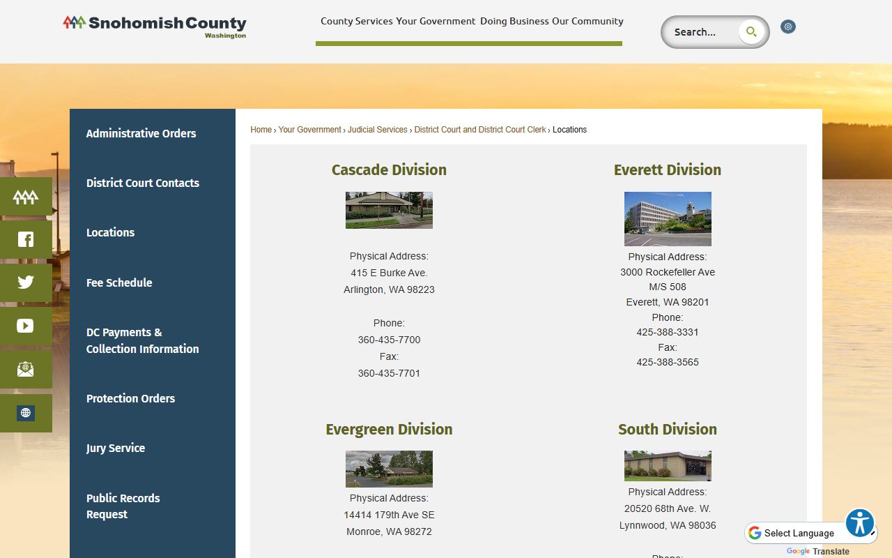 snohomish county superior court clerk criminal records page