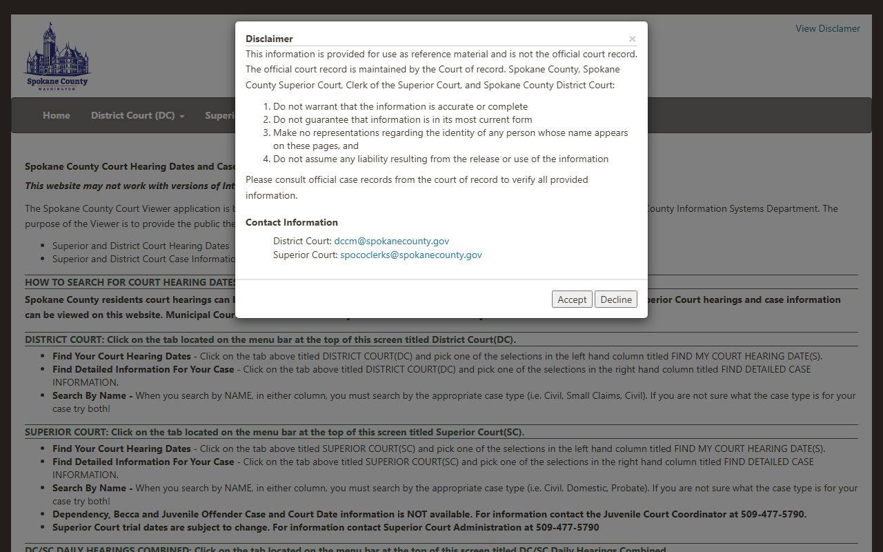 spokane county court viewer public case search criminal records