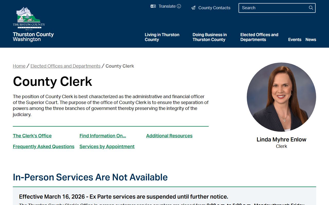 thurston county clerk of superior court criminal records page