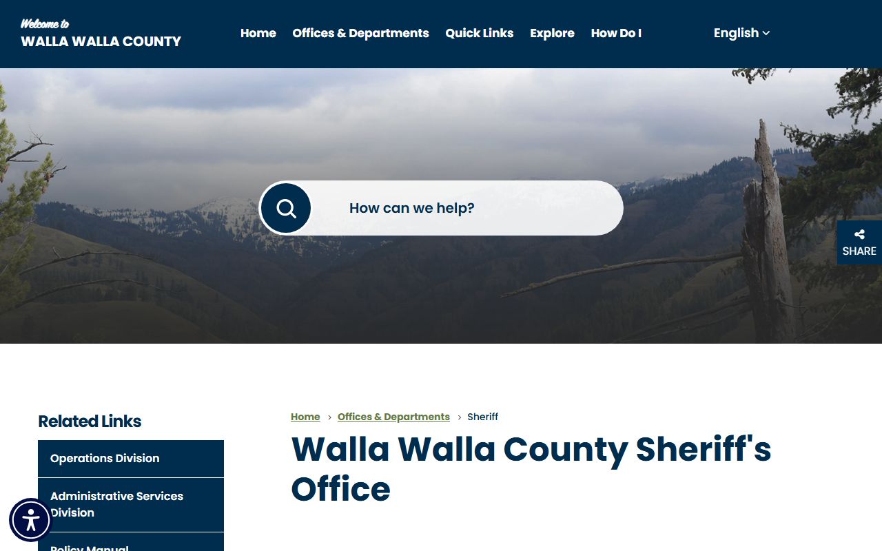 Walla Walla County Sheriff's Office criminal records